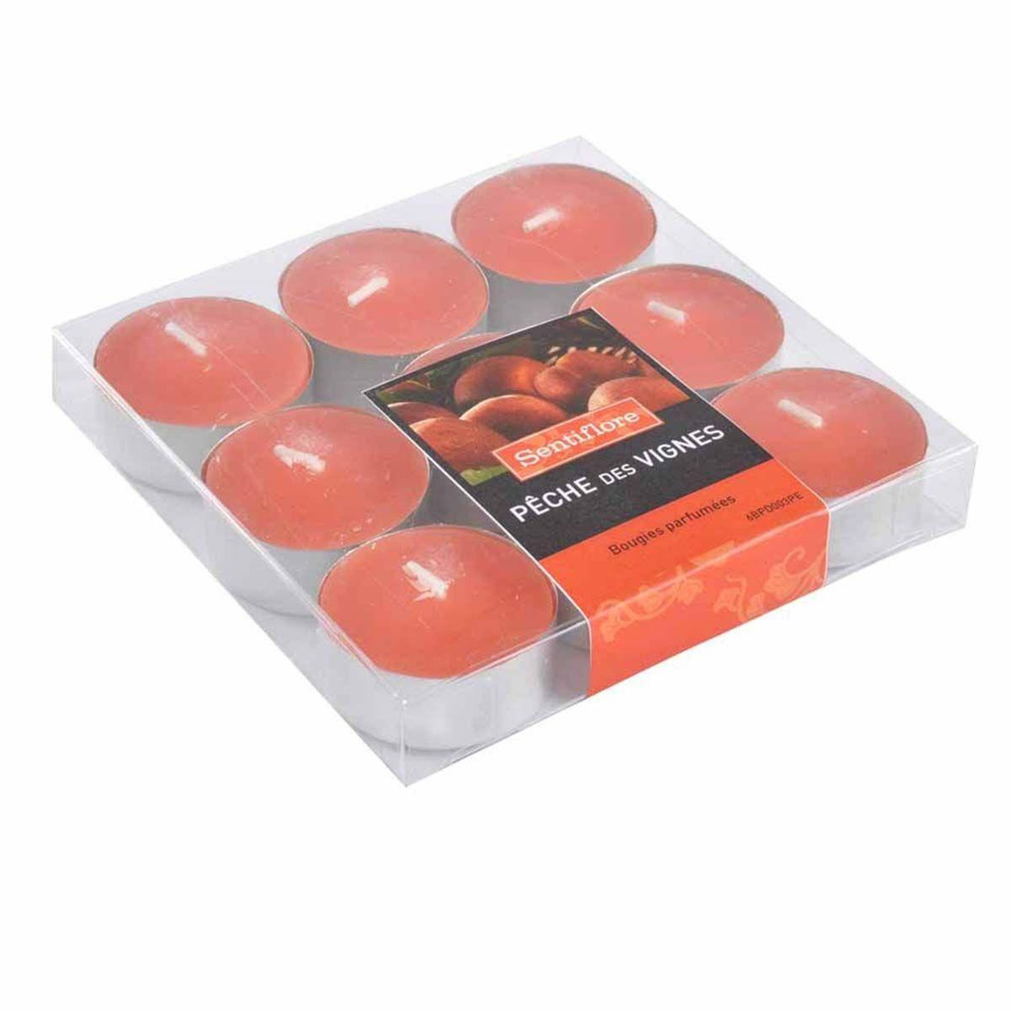 HOMEA Lot de 9 bougies parfumées chauffe-plat  gaïa  3cm pêche