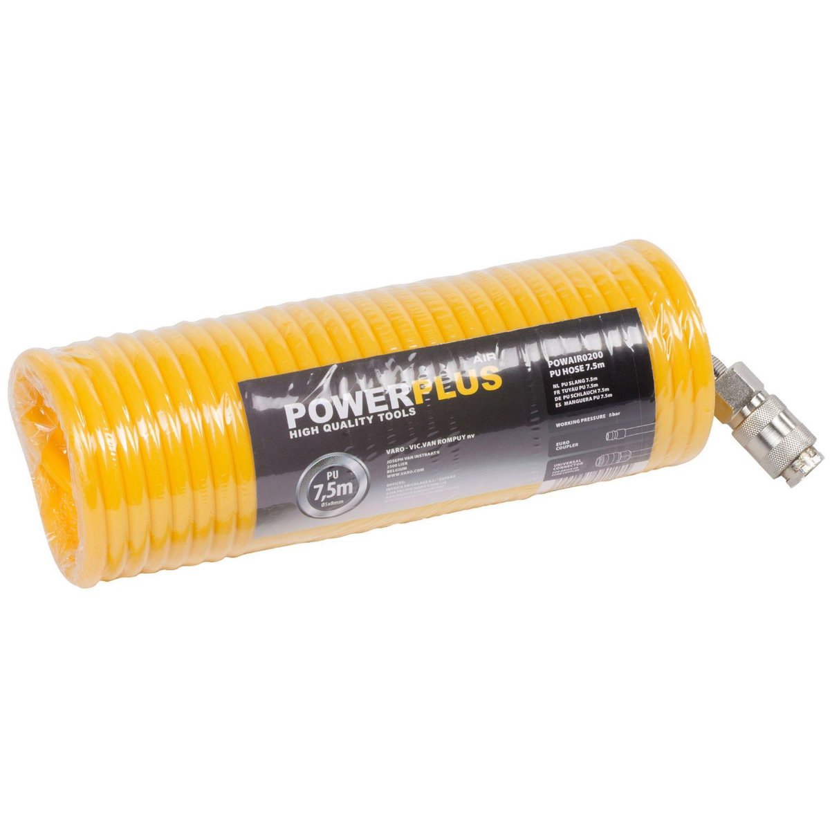 POWERPLUS Tuyau d'air pour pneumatique et compresseur 7,5m