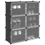 VIDAXL Cubes de rangement 6 pcs avec portes noir PP