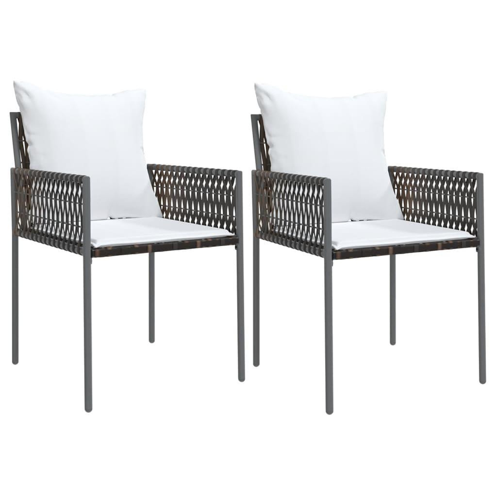 Voir la diapositive 4 : VIDAXL Ensemble a manger de jardin 3 pcs coussins resine tressee acier