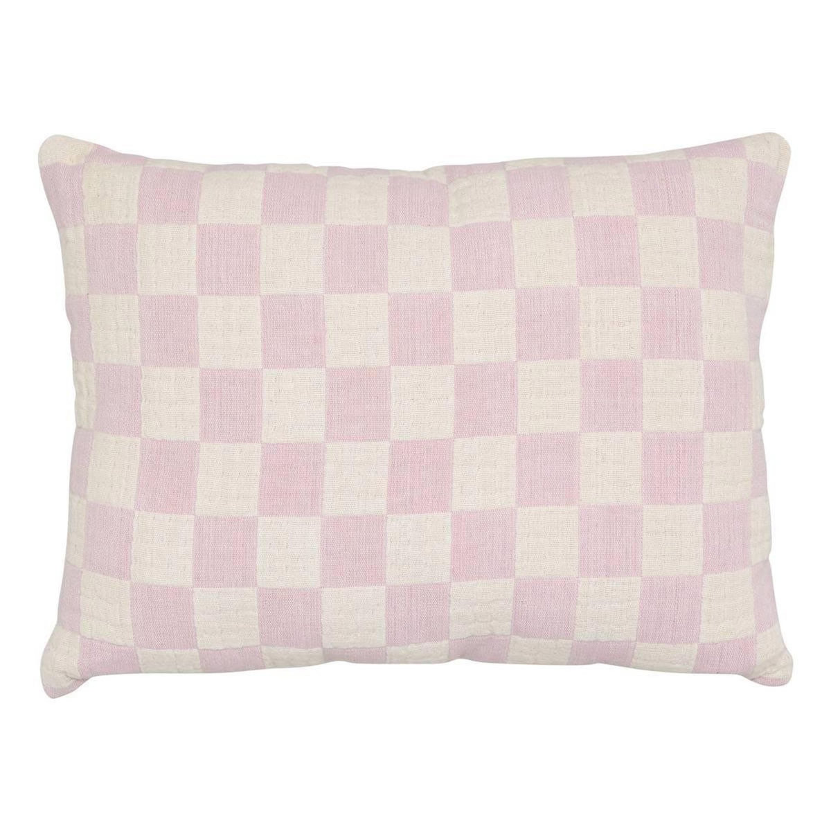 ATMOSPHERA Coussin Déco Imprimé Damier  Fleurs Sauvages  30x40cm Lilas