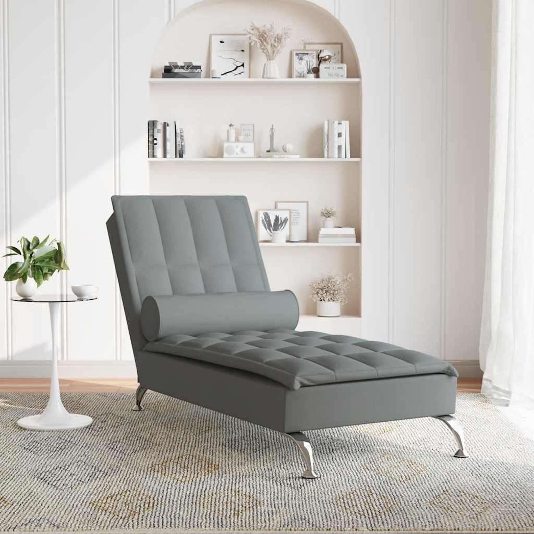 Voir la diapositive 3 : VIDAXL Chaise longue de massage avec traversin gris fonce tissu