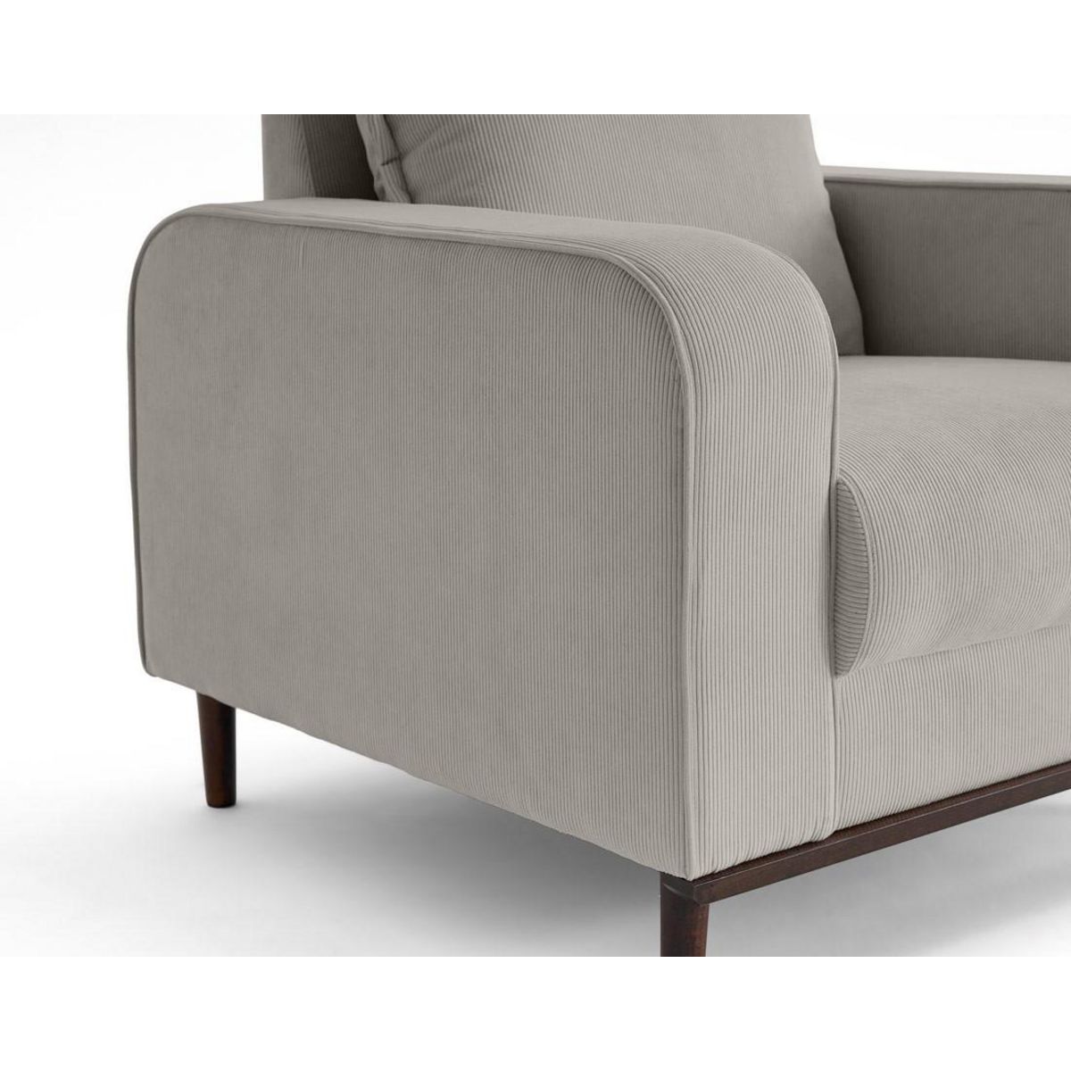 LISA DESIGN Albane - fauteuil en velours côtelé pieds bois foncé