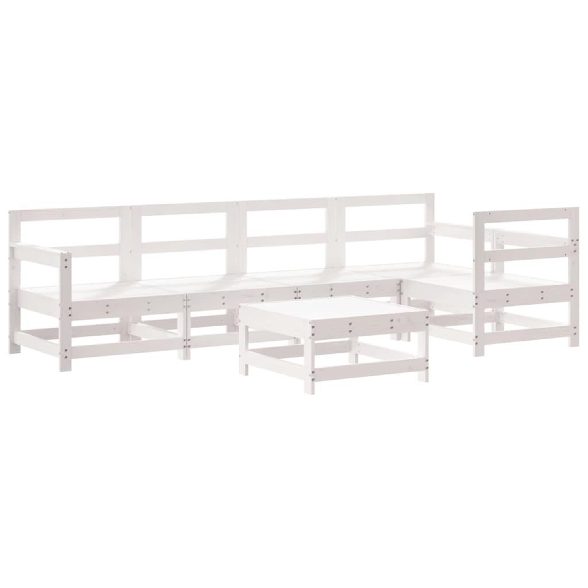 Voir la diapositive 3 : VIDAXL Salon de jardin 6 pcs avec coussins blanc bois massif