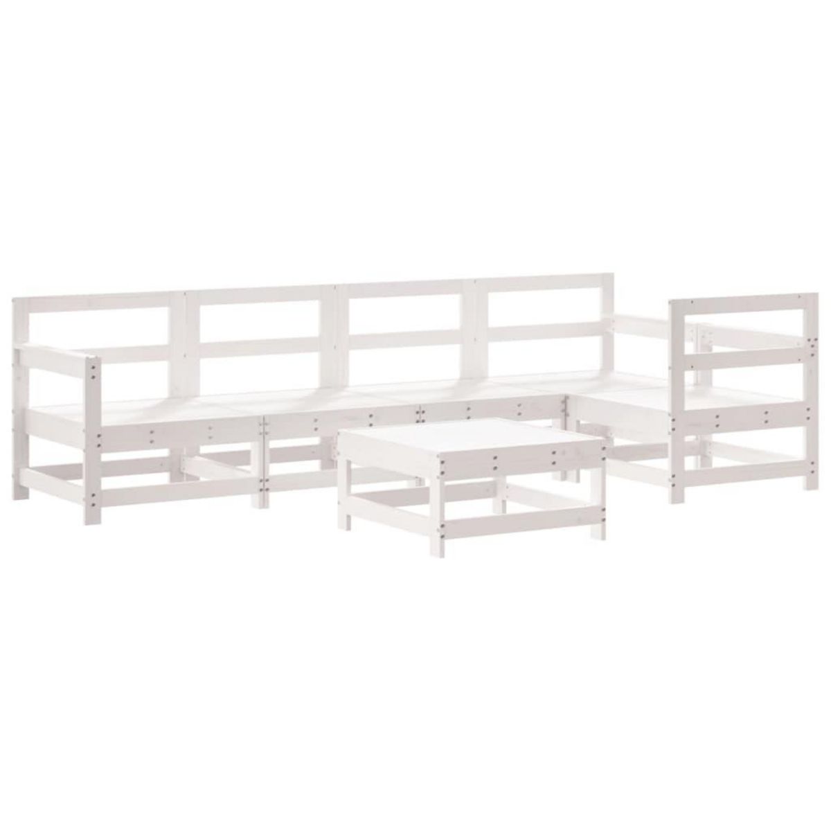 VIDAXL Salon de jardin 6 pcs avec coussins blanc bois massif