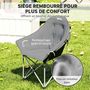 Voir la diapositive 5 : OUTSUNNY Chaise de camping pliante rembourrée revêtement toucher daim grand confort rangements sac inclus gris