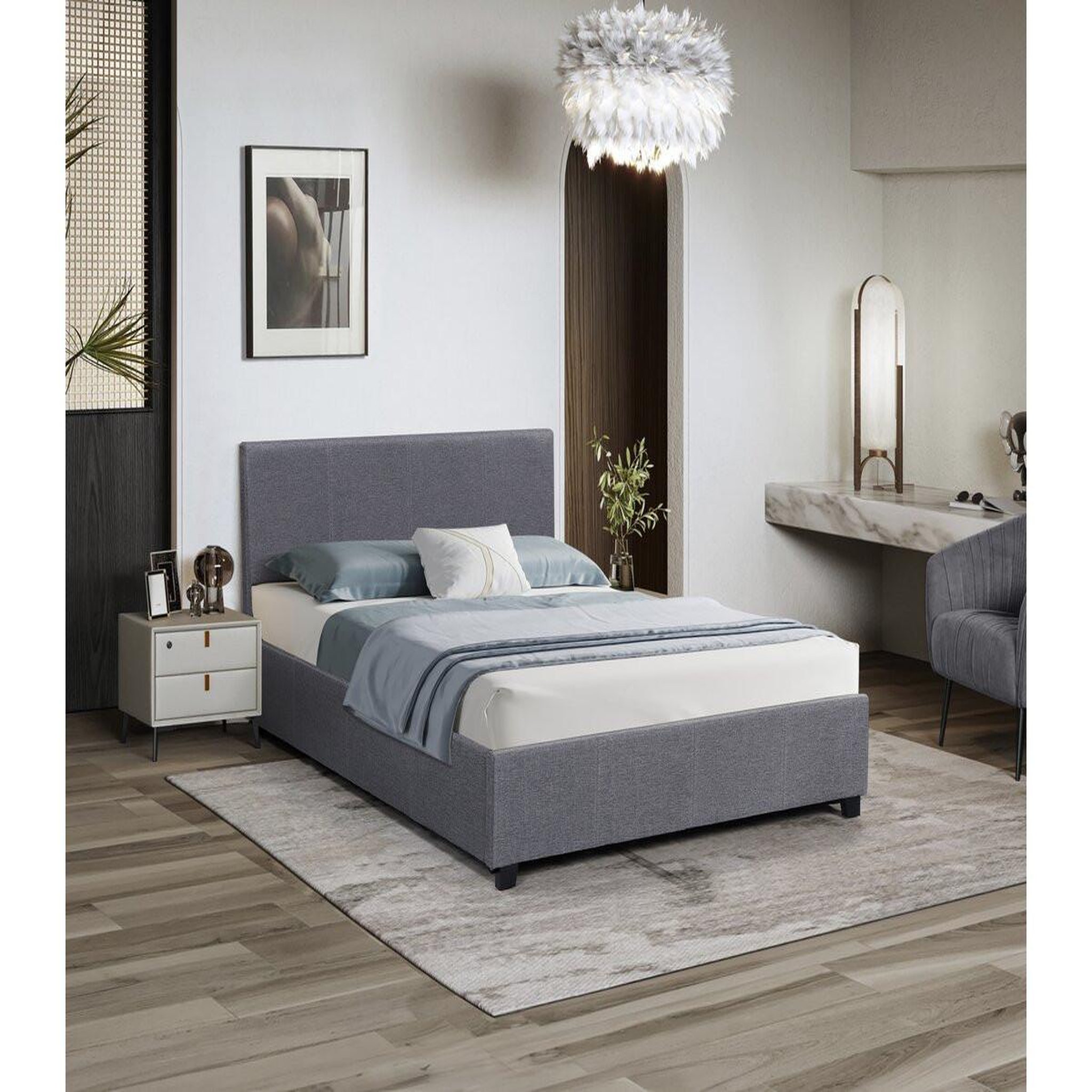 Voir la diapositive 2 : Habitat et Jardin Lit double avec coffre  carla  - 140 x 190 - gris