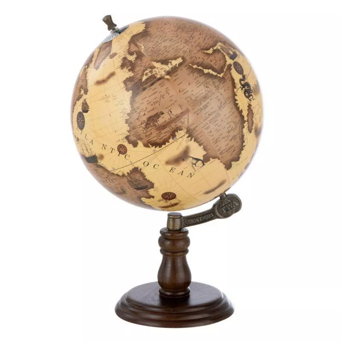 Paris Prix Globe sur Pied en Bois  Terrestre  50cm Marron & Orange