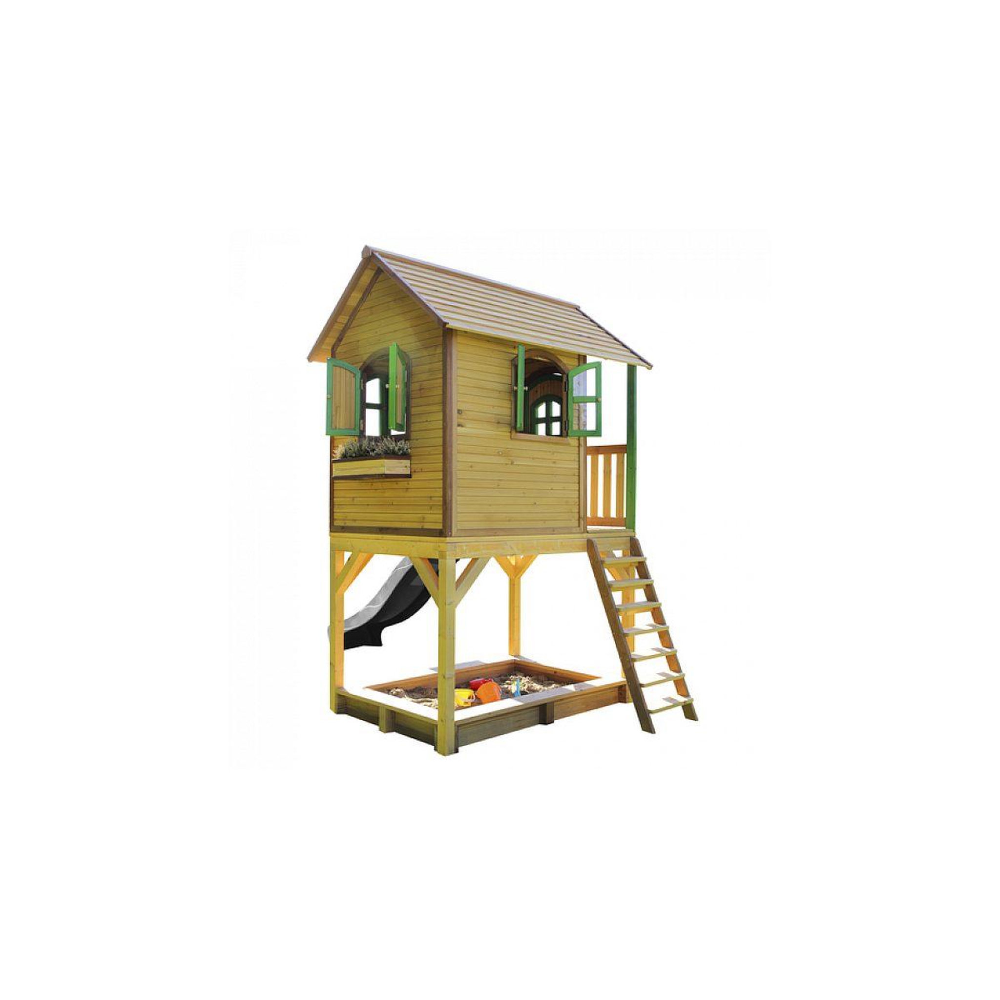 Voir la diapositive 4 : Axi House Axi classic sarah maisonnette marron vert toboggan gris