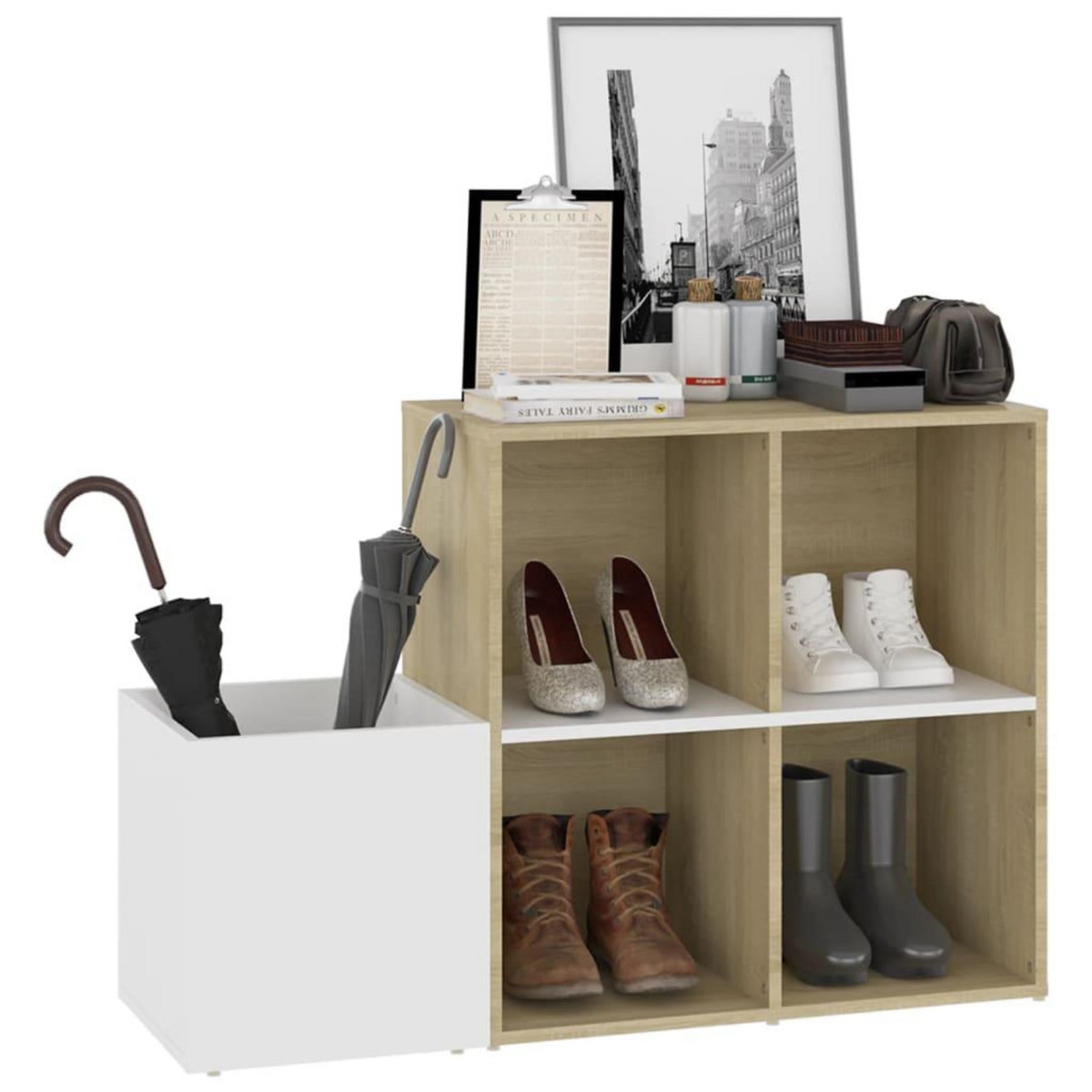 VIDAXL Armoire a chaussures entree blanc chene sonoma bois ingenierie