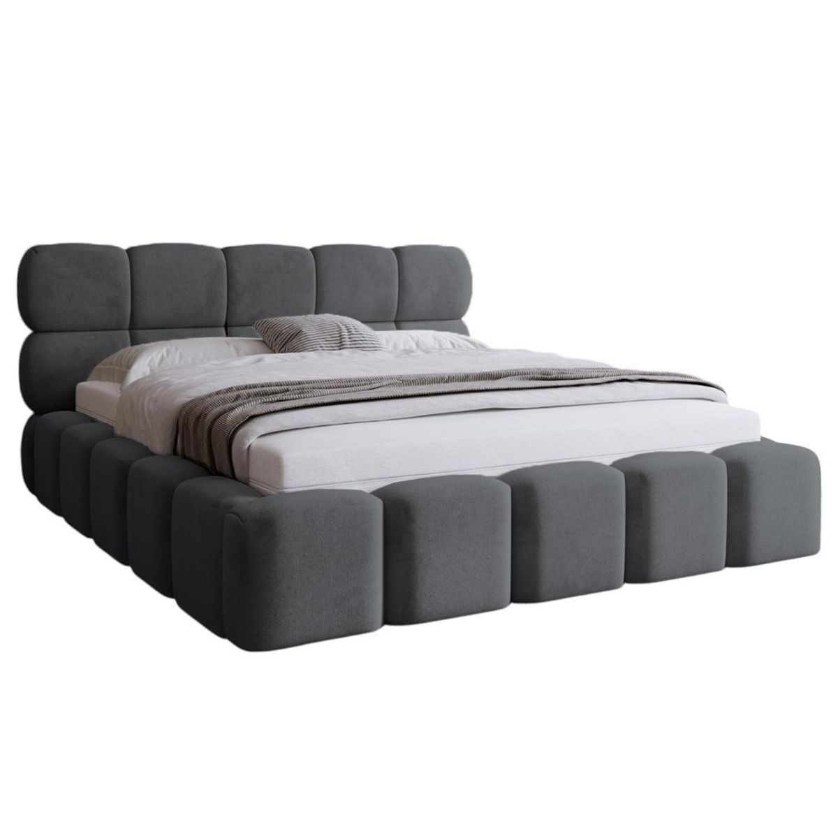 BEST MOBILIER Mariposa - lit coffre - 180x200 cm - sommier inclus - en velours