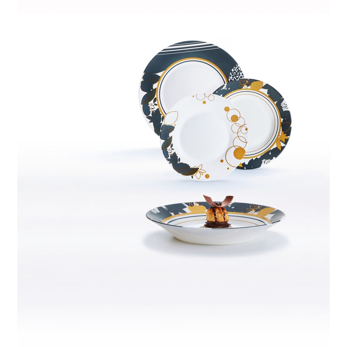 LUMINARC Service d'assiettes 18 pièces en opale ORME 