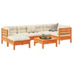 VIDAXL Salon de jardin 7 pcs avec coussins cire marron bois pin massif