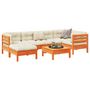 Voir la diapositive 1 : VIDAXL Salon de jardin 7 pcs avec coussins cire marron bois pin massif
