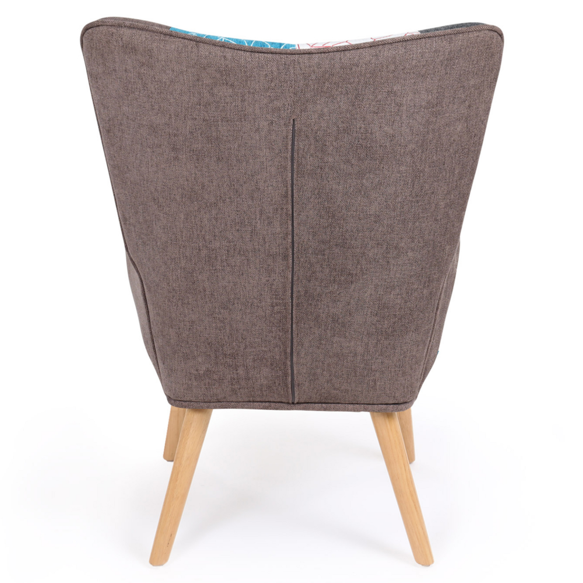 ID MARKET Fauteuil scandinave IVAR en tissu patchwork multicouleurs