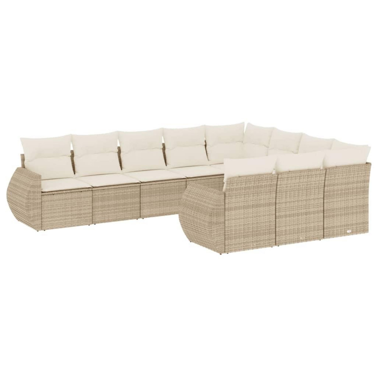 VIDAXL Salon de jardin avec coussins 10 pcs beige resine tressee