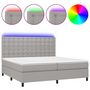 Voir la diapositive 2 : VIDAXL Sommier a lattes de lit et matelas et LED Gris clair 200x200 cm