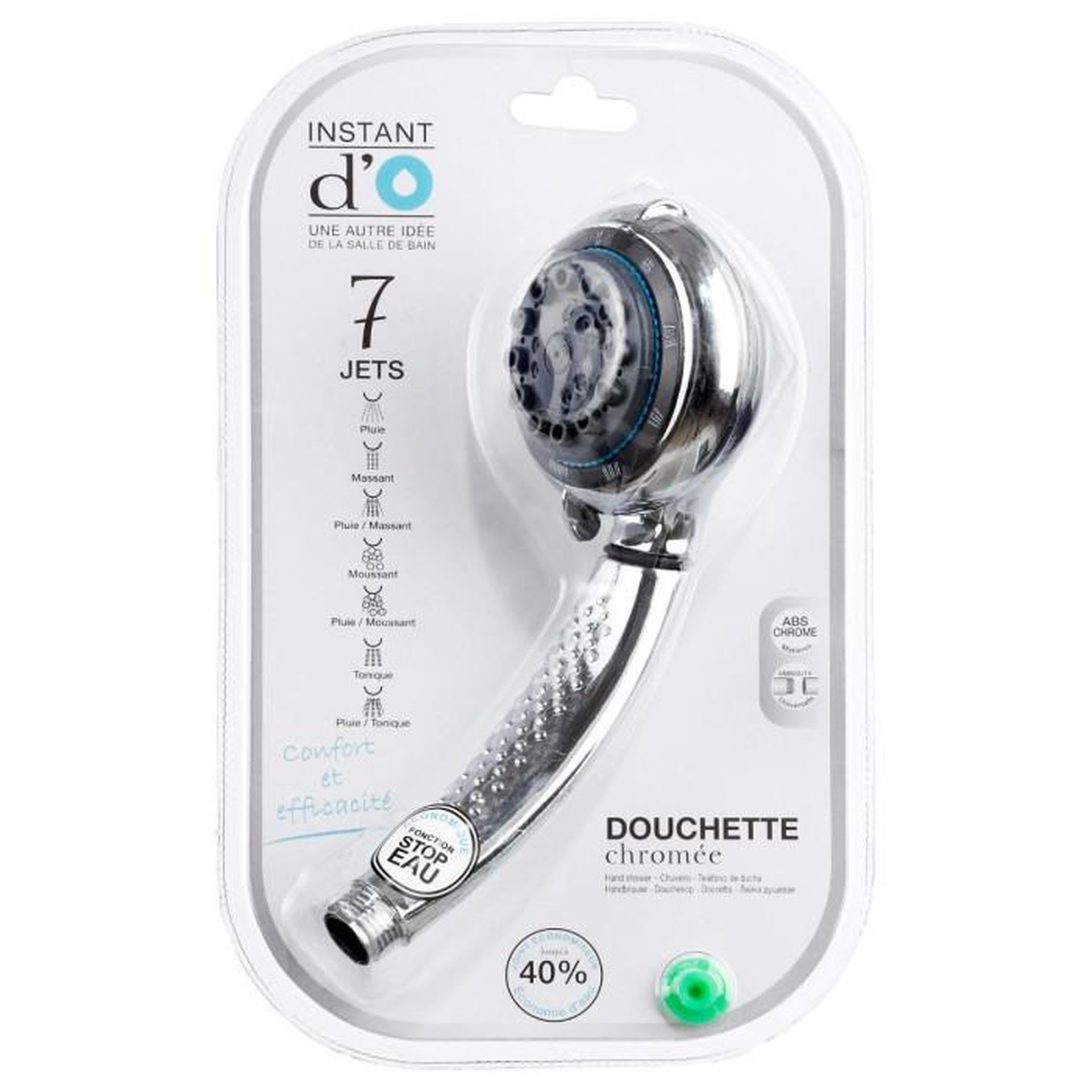 Voir la diapositive 3 : FIVE Pommeau de Douche  7 Fonctions  22cm Chrome