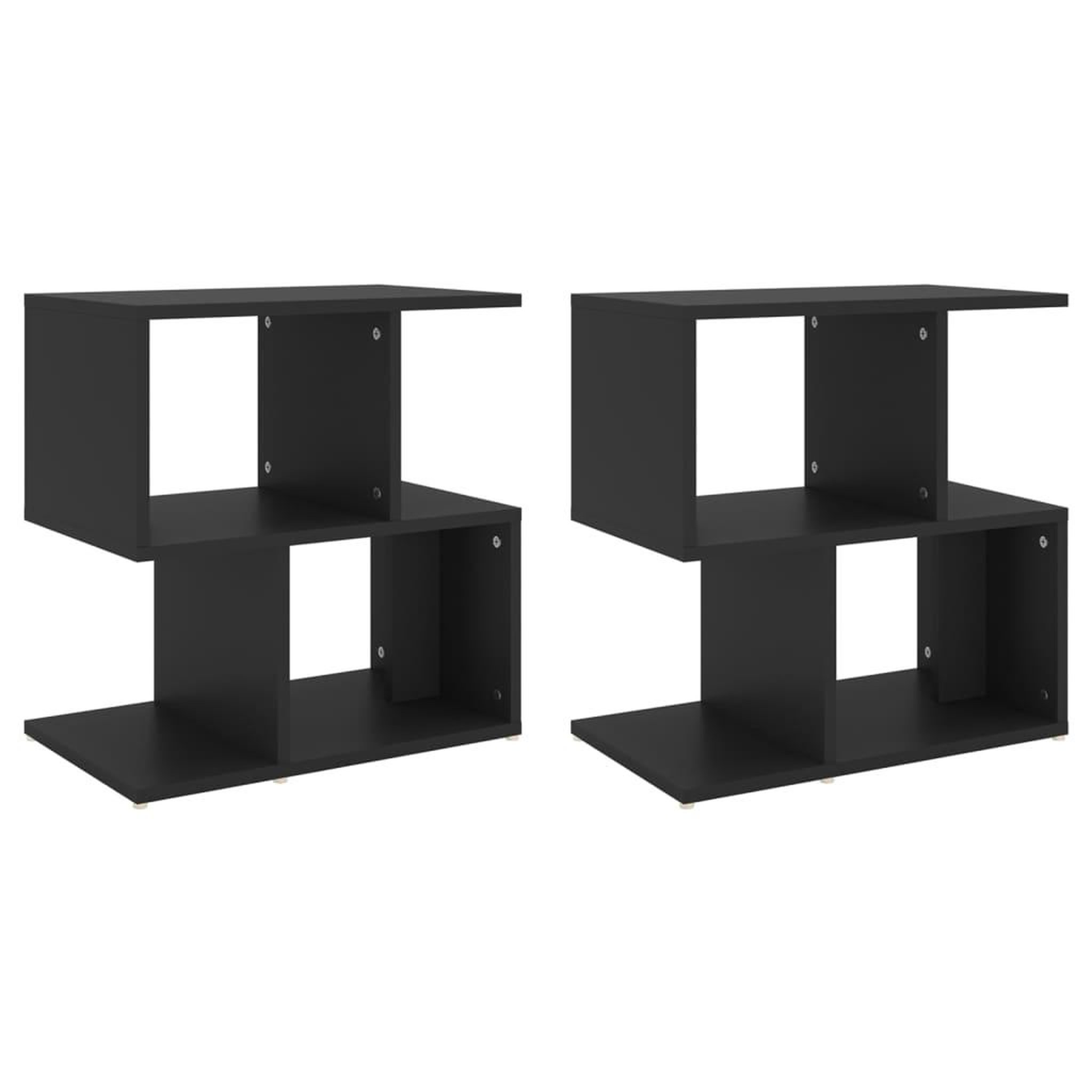 Voir la diapositive 2 : VIDAXL Tables de chevet 2 pcs noir 50x30x51,5 cm bois d'ingenierie