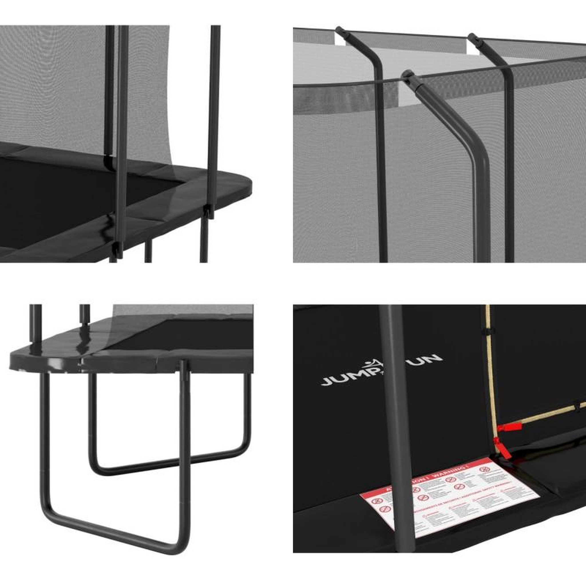 Voir la diapositive 5 : JUMP4FUN Trampoline extérieur Luxury Carré Noir - 244x244cm - avec Echelle, Tapis de Saut, Matelas de protection et Filet de sécurité