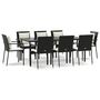 Voir la diapositive 2 : VIDAXL Ensemble a manger jardin 9pcs et coussins noir resine tressee