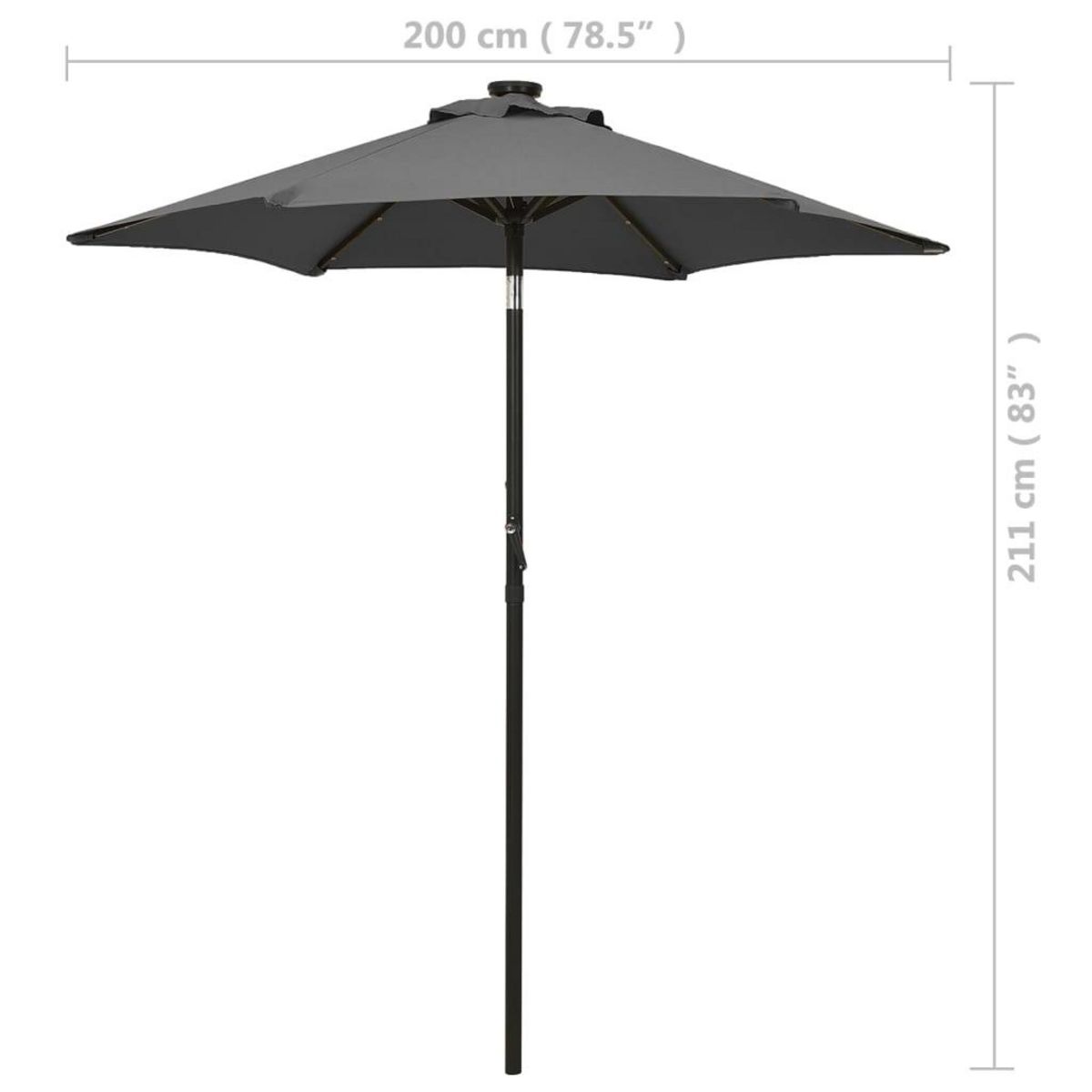VIDAXL Parasol de jardin avec lumieres LED anthracite aluminium