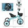 Voir la diapositive 3 : HOMCOM Tricycle enfant multi-équipé garde-boue sonnette panier pédales antidérapantes siège réglable avec dossier métal bleu ciel