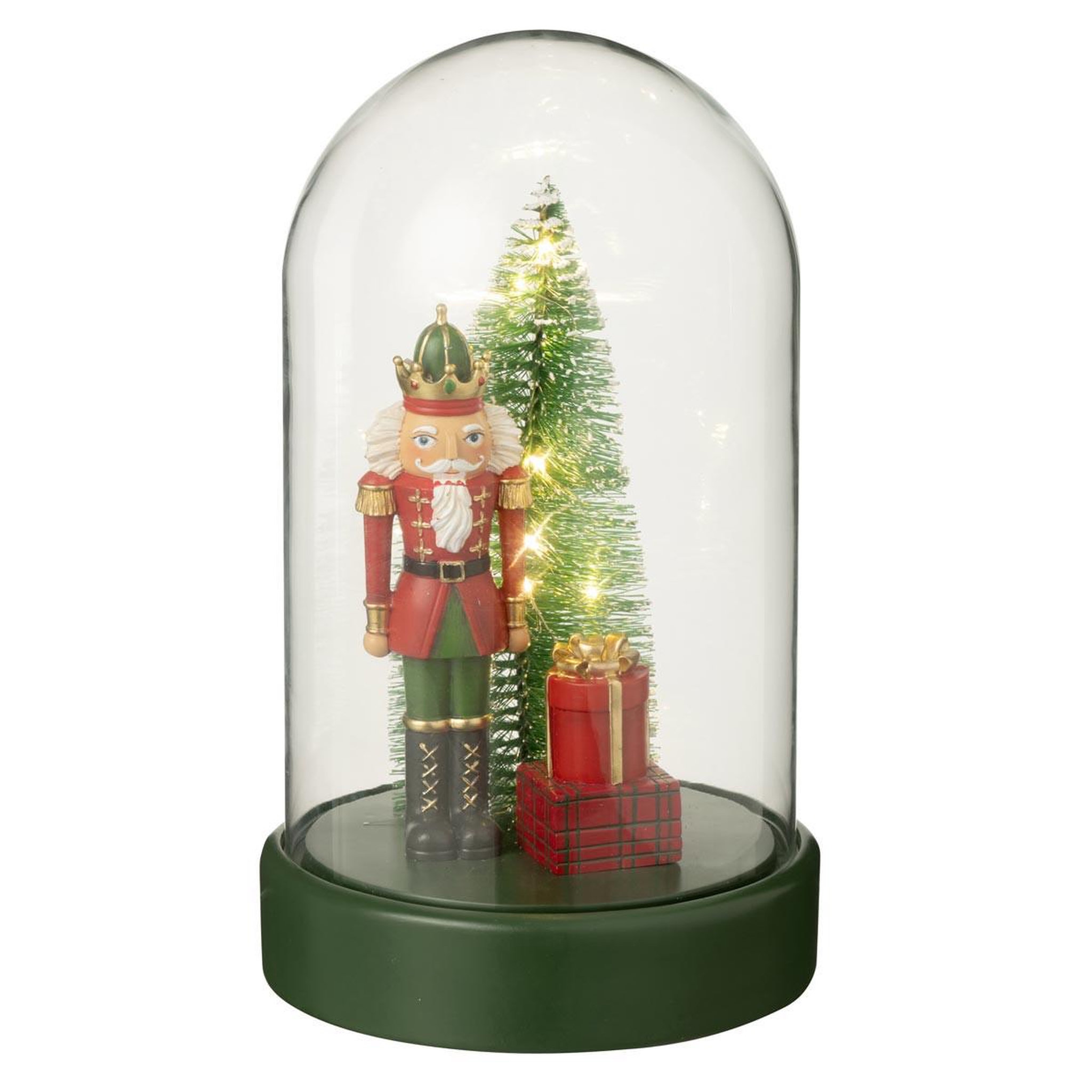 J-LINE Cloche déco à led  casse-noisette  28cm vert foncé
