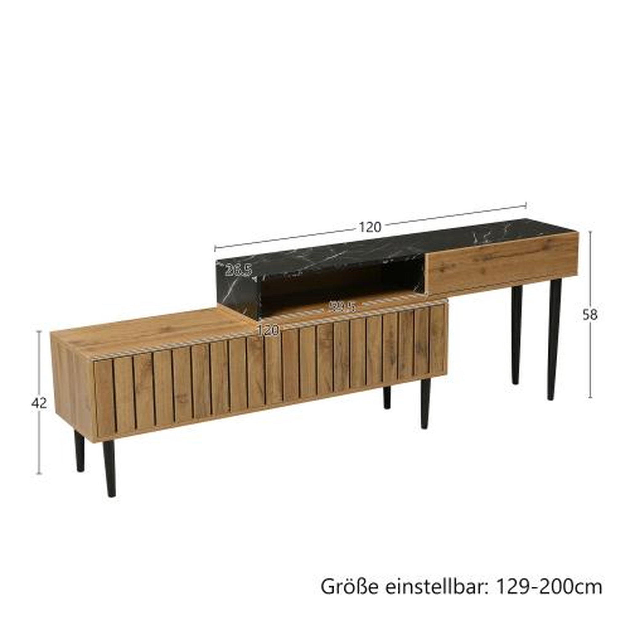 Voir la diapositive 3 : MERAX Meuble tv naturel 129 cm mdf
