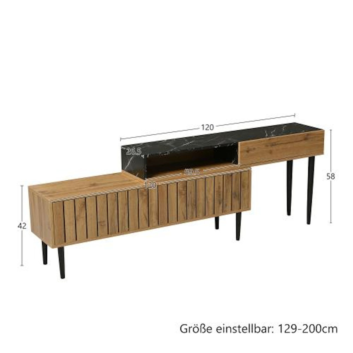 MERAX Meuble tv naturel 129 cm mdf