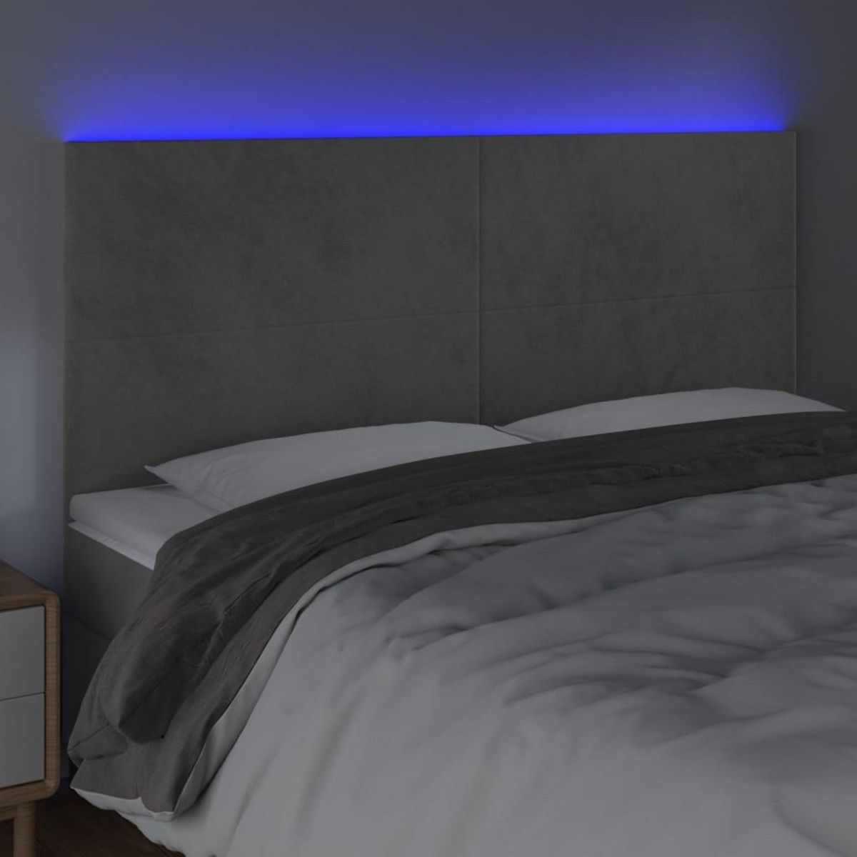VIDAXL Tete de lit a LED Gris clair 160x5x118/128 cm Velours