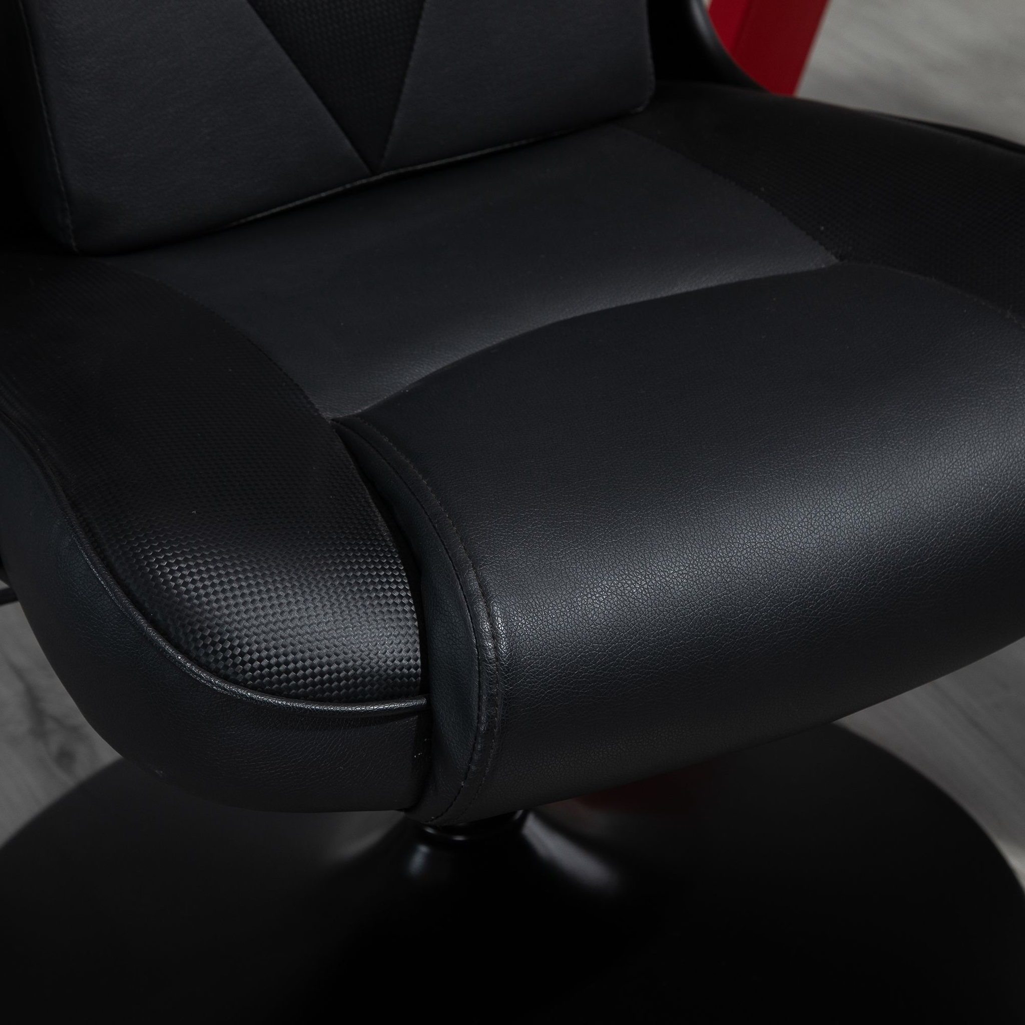Voir la diapositive 6 : VINSETTO Vinsetto Fauteuil gaming fauteuil de bureau gaming base ronde métal pivotante 360° hauteur réglable coussins intégrés revêtement synthétique noir