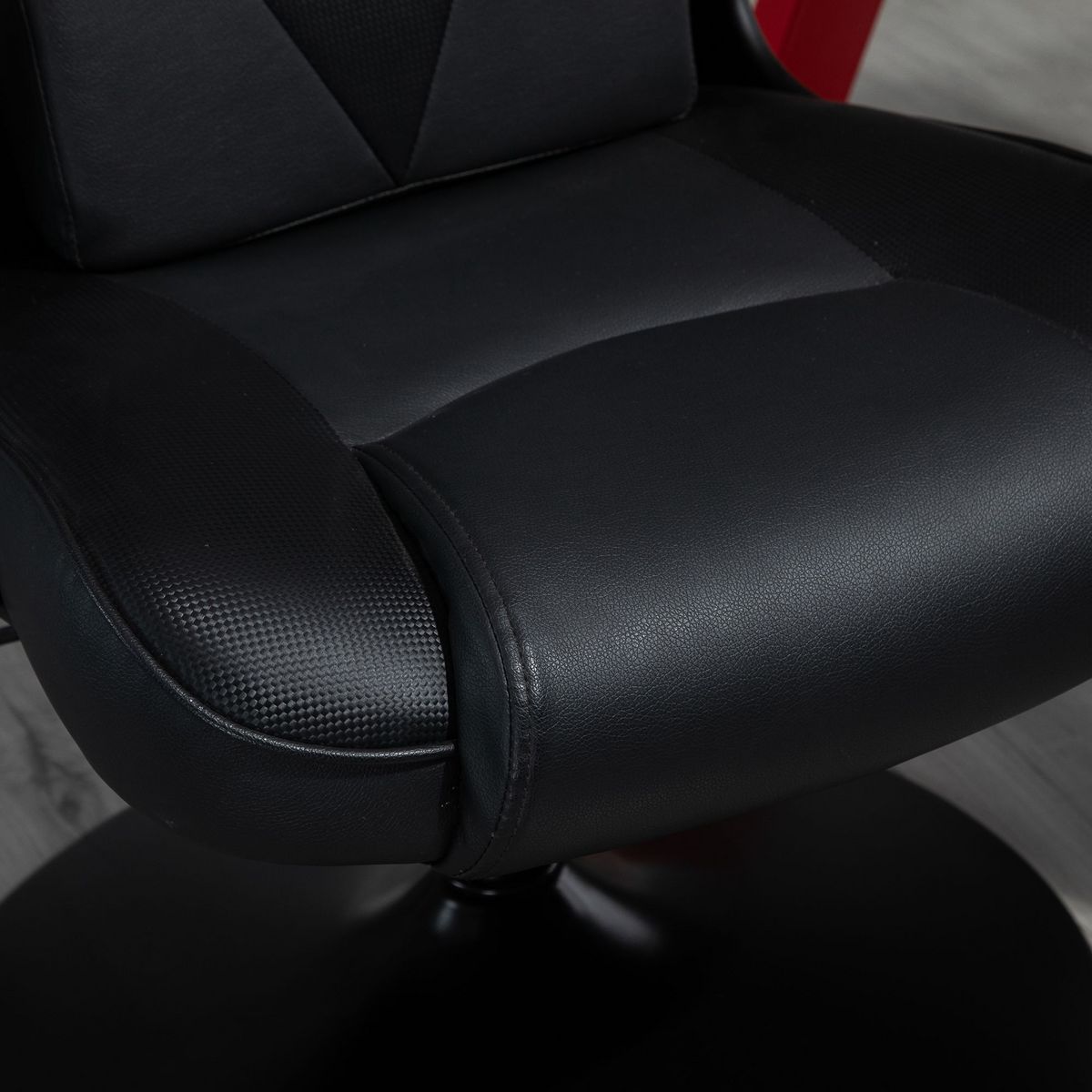 VINSETTO Vinsetto Fauteuil gaming fauteuil de bureau gaming base ronde métal pivotante 360° hauteur réglable coussins intégrés revêtement synthétique noir