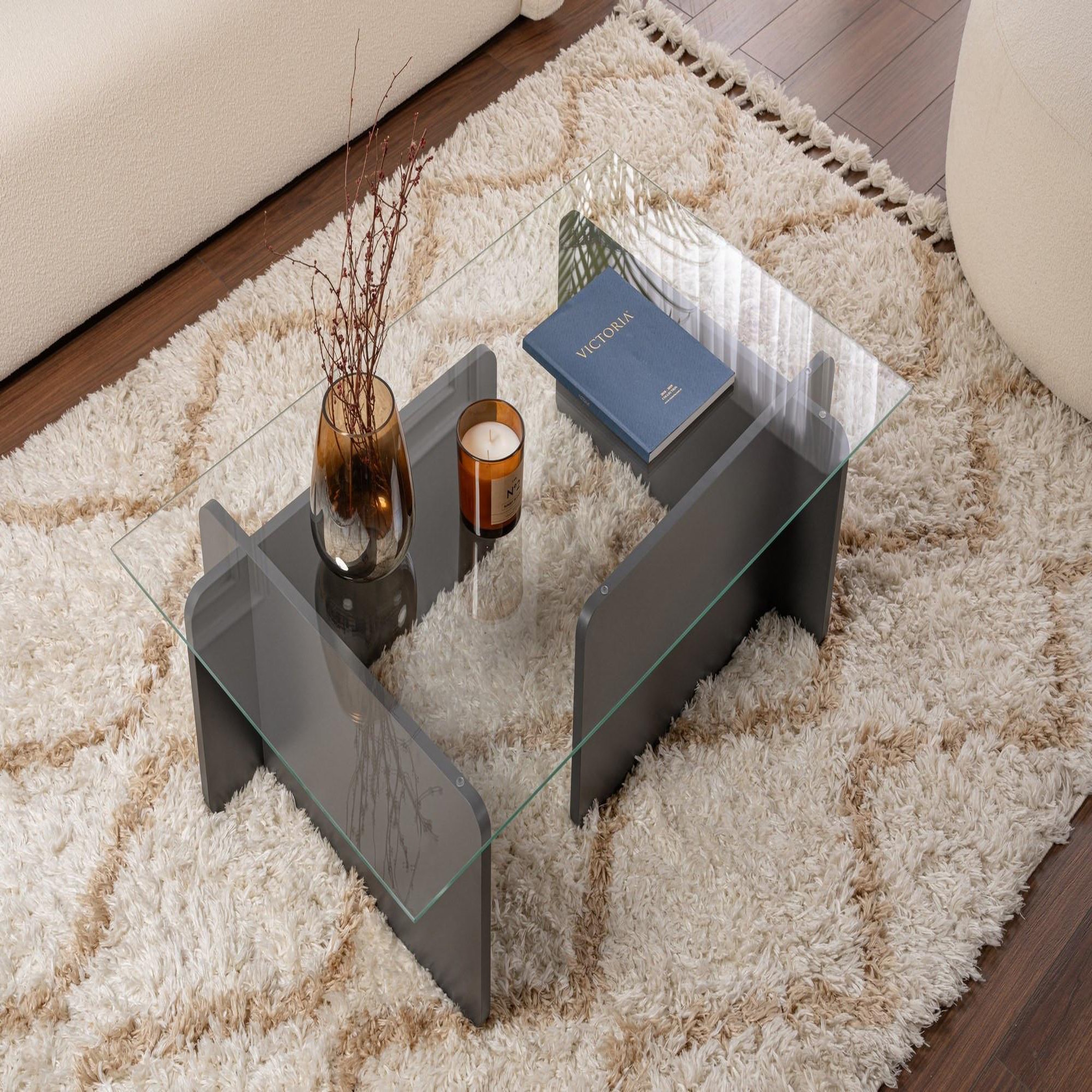 Voir la diapositive 3 : Habitat et Jardin Table basse en verre  flavio  105 x 65 x 30 cm - anthracite