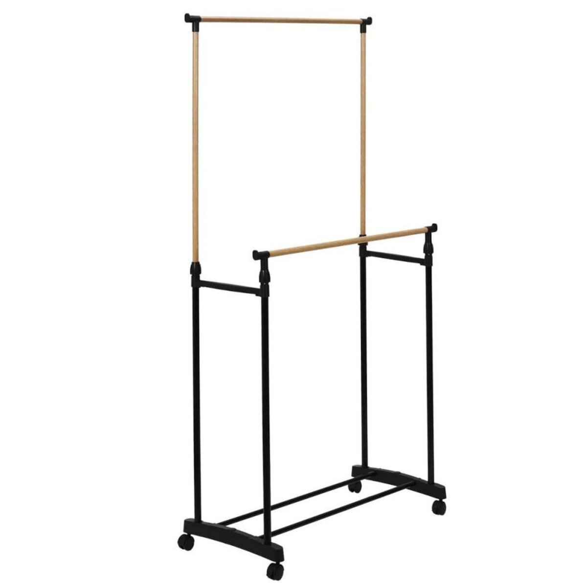 The Home Deco Factory Portant double à roulettes effet bois