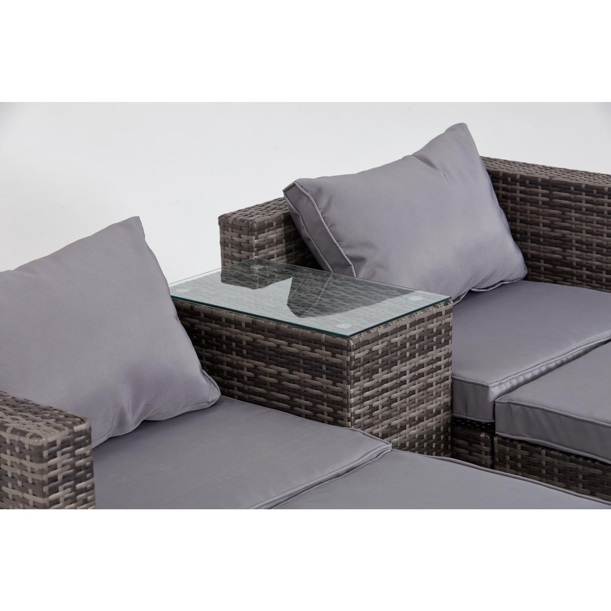 CONCEPT USINE Salon de jardin 4 places en résine tressée gris MOANA