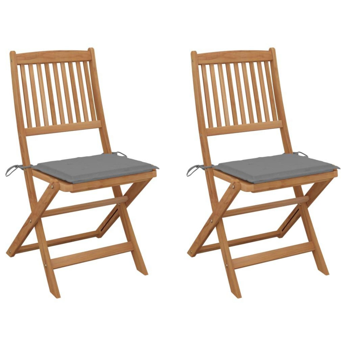 VIDAXL Chaises pliables de jardin lot de 2 avec coussins Bois d'acacia