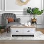 Voir la diapositive 2 : DIVERS Table basse 2 tiroirs en bois HANOI - Blanc