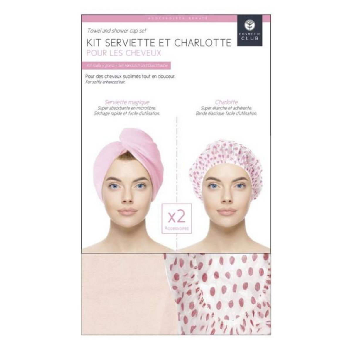 Paris Prix Kit Serviette & Charlotte  Cheveux  60cm Rose