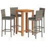 Voir la diapositive 2 : VIDAXL Ensemble de bar de jardin 5 pcs gris bois massif acacia rotin