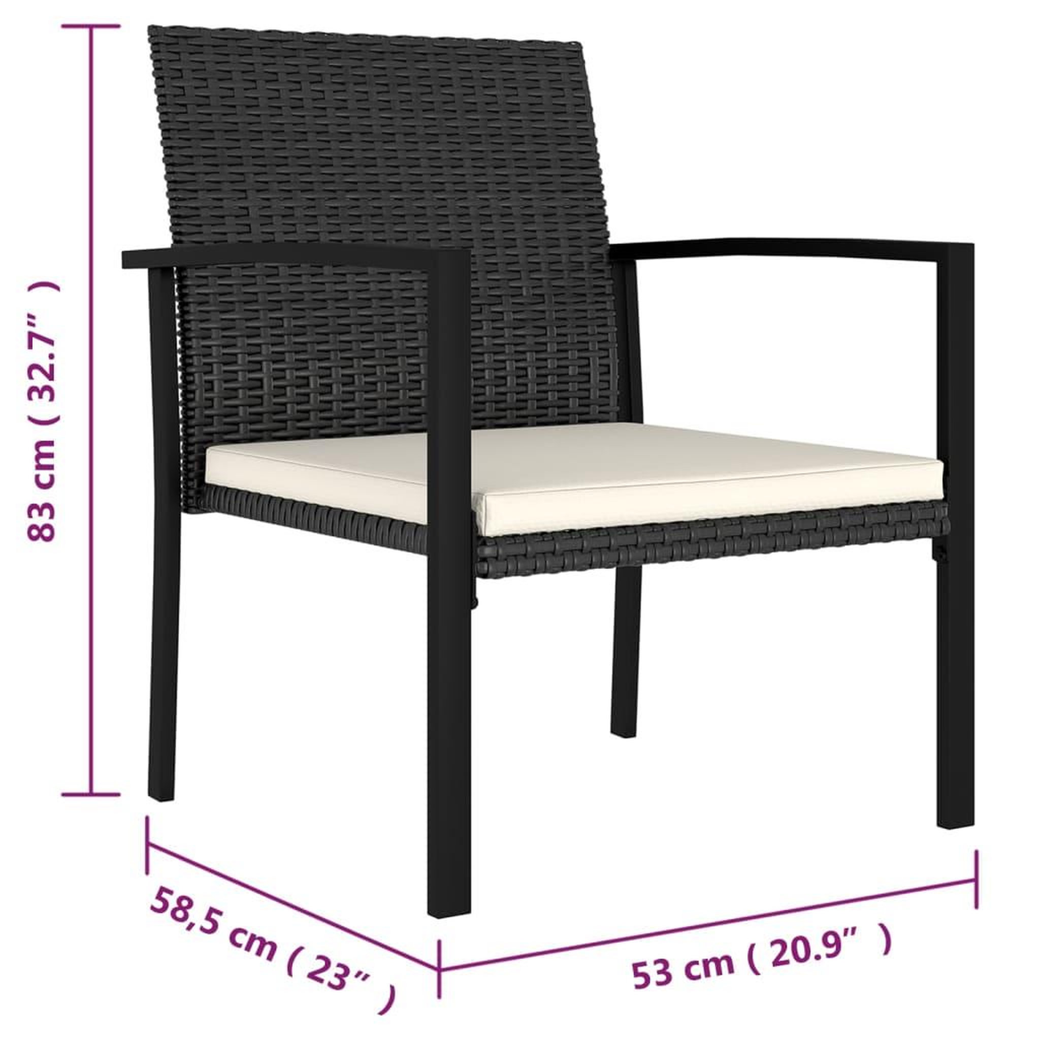 Voir la diapositive 6 : VIDAXL Chaises a manger de jardin lot de 4 Resine tressee Noir