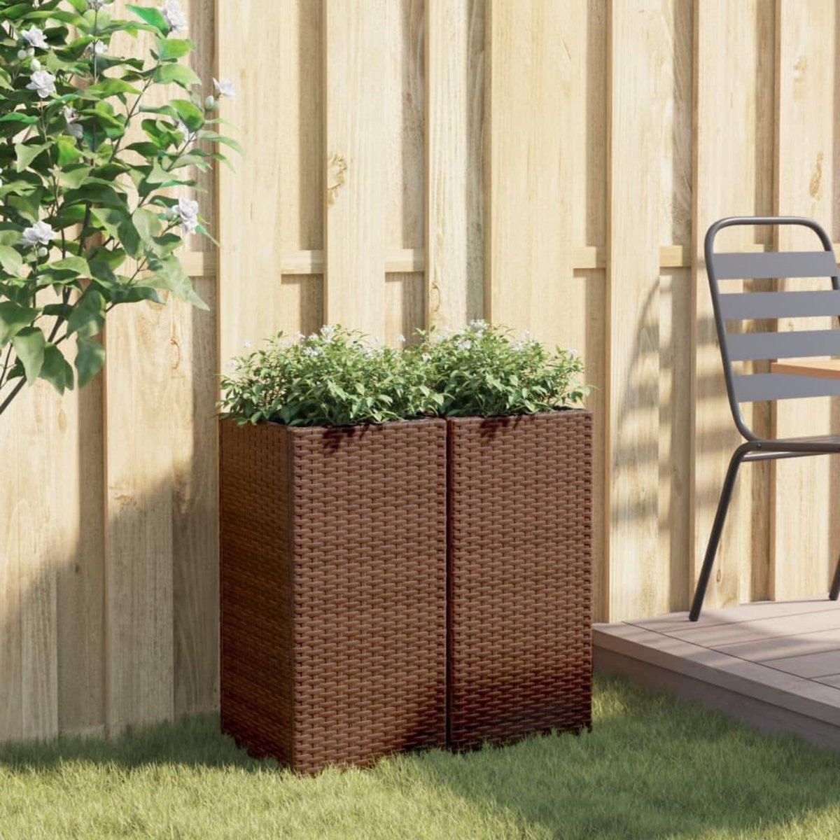 VIDAXL Jardinieres 2 pcs marron 30x30x60 cm resine tressee