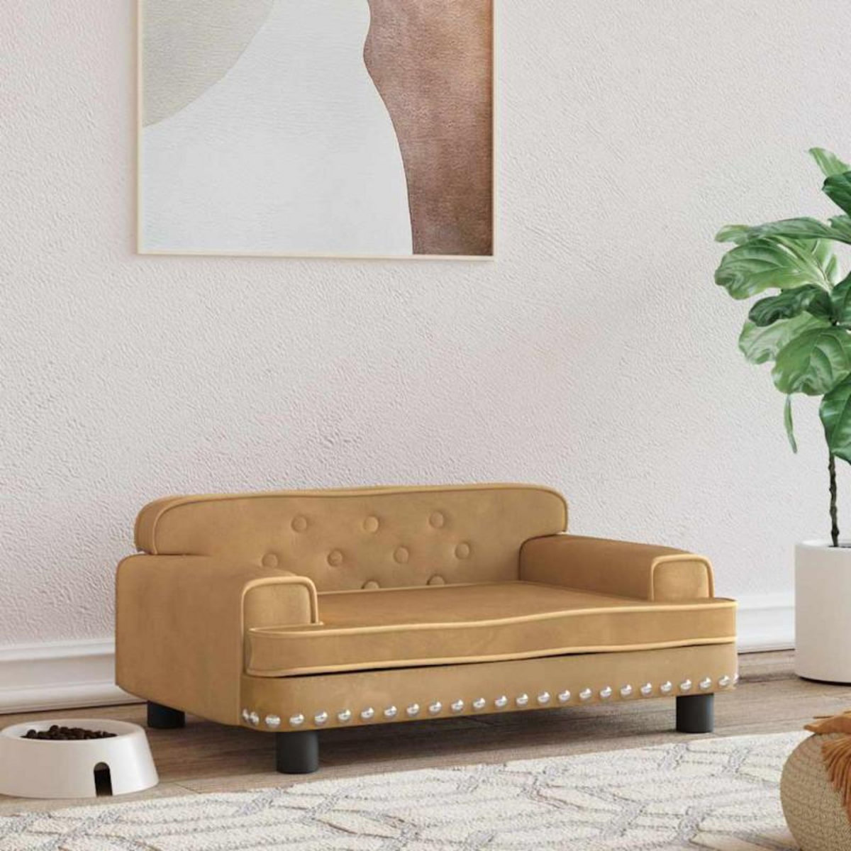 VIDAXL Lit pour chien marron 70x45x30 cm velours