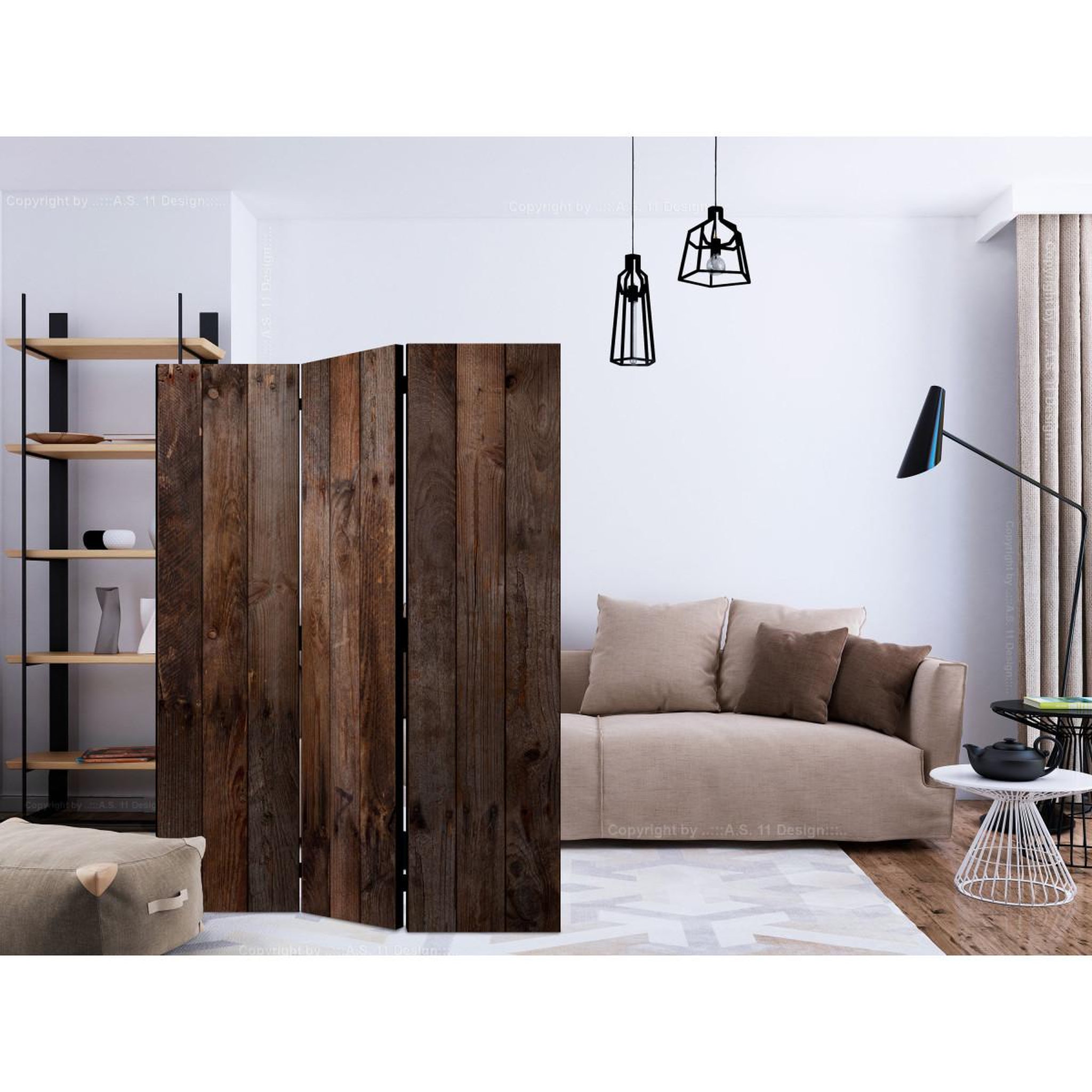 Voir la diapositive 2 : Paris Prix Paravent 3 volets  wooden hut  135x172cm