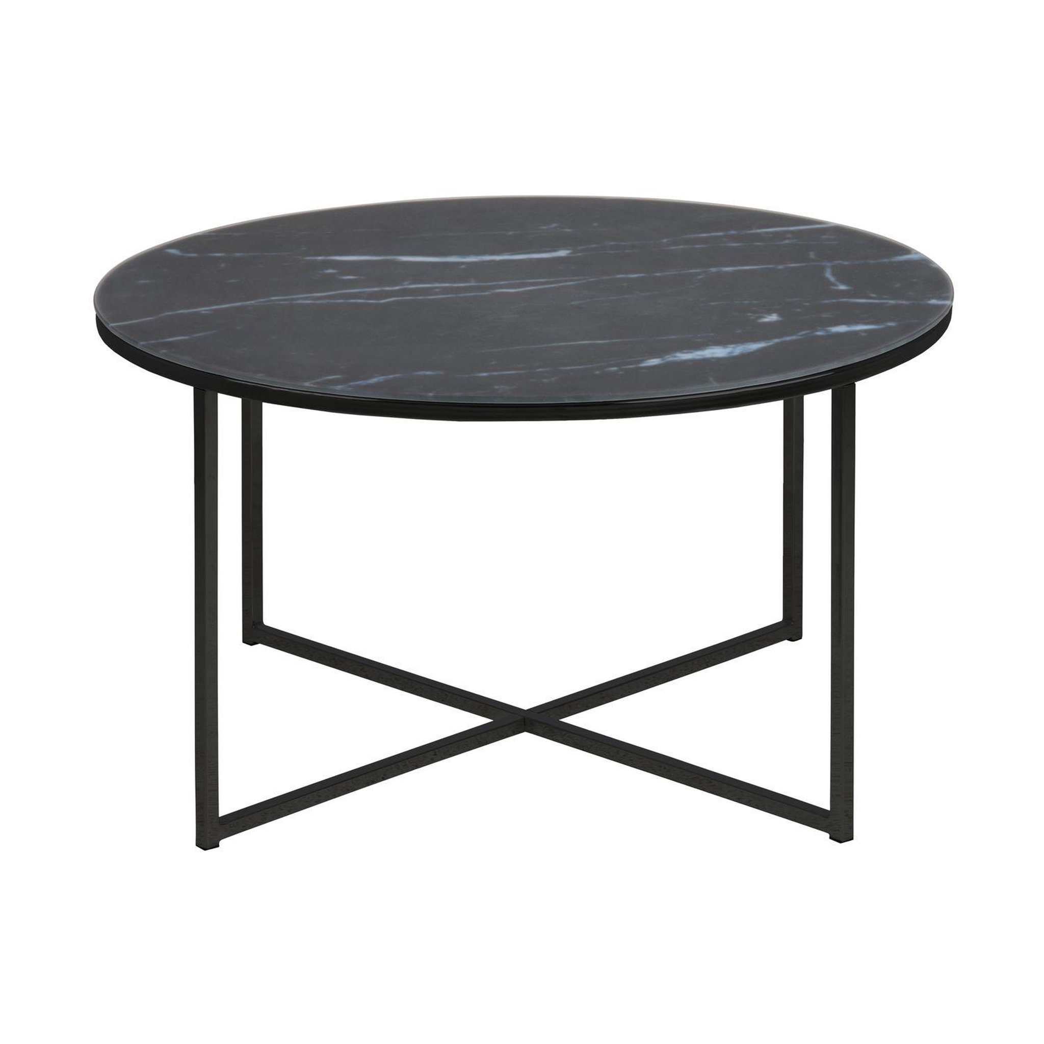 Voir la diapositive 1 : TOILINUX Table basse ronde effet marbre en verre et métal