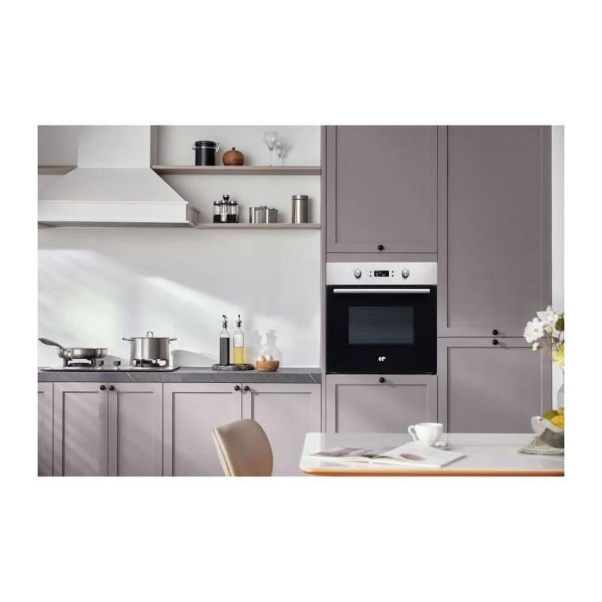 CONTINENTAL EDISON Four encastrable catalyse - Chaleur tournante - CONTINENTAL EDISON - F80CBIX - Noir et inox - L59,5 x H59,6 x P 54,68cm