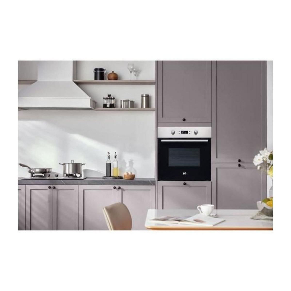 CONTINENTAL EDISON Four encastrable catalyse - Chaleur tournante - CONTINENTAL EDISON - F80CBIX - Noir et inox - L59,5 x H59,6 x P 54,68cm