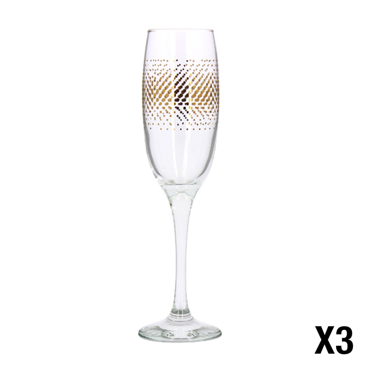 Lot de 3 flûtes motifs pois or 
