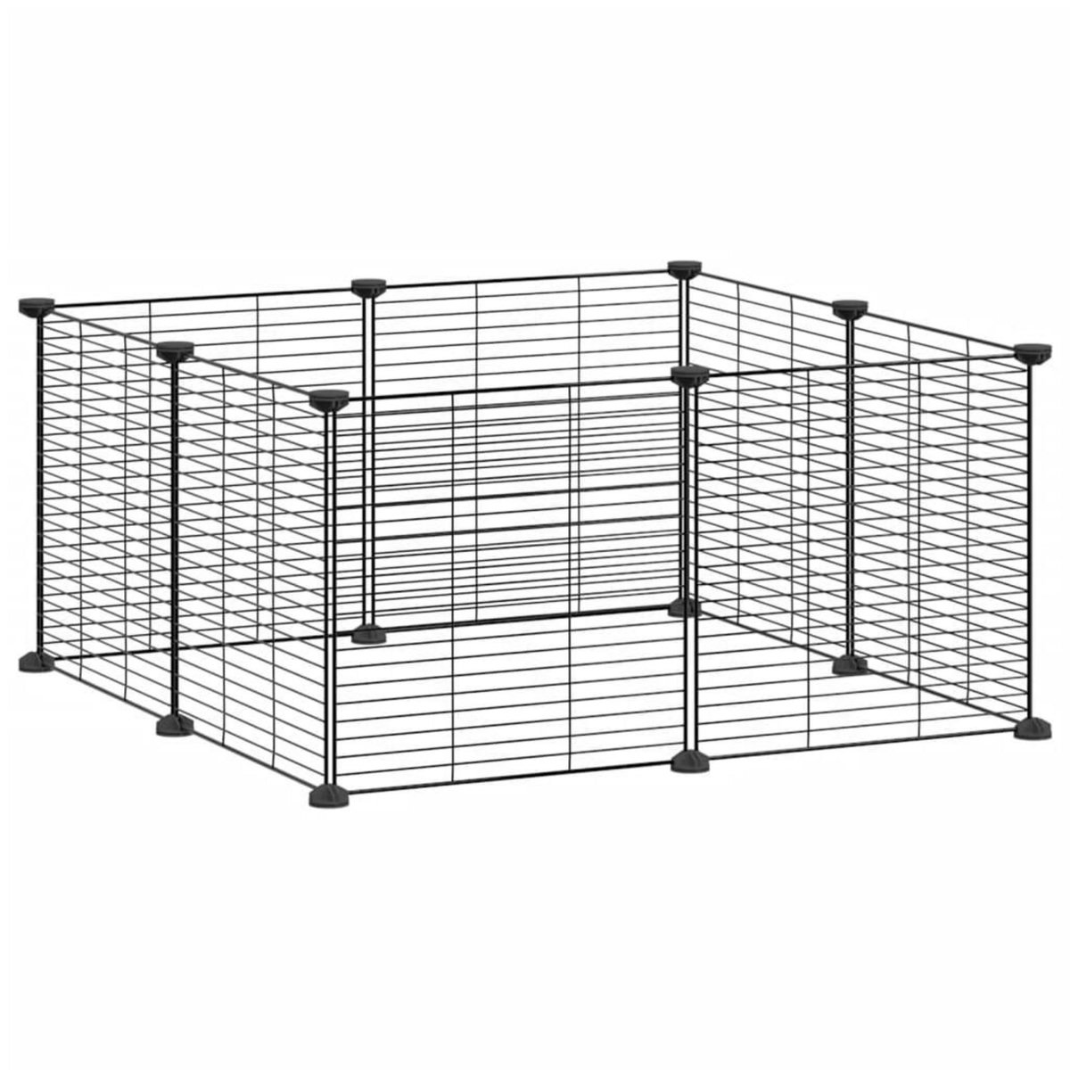 VIDAXL Cage animaux de compagnie a 8 panneaux Noir 35x35 cm Acier