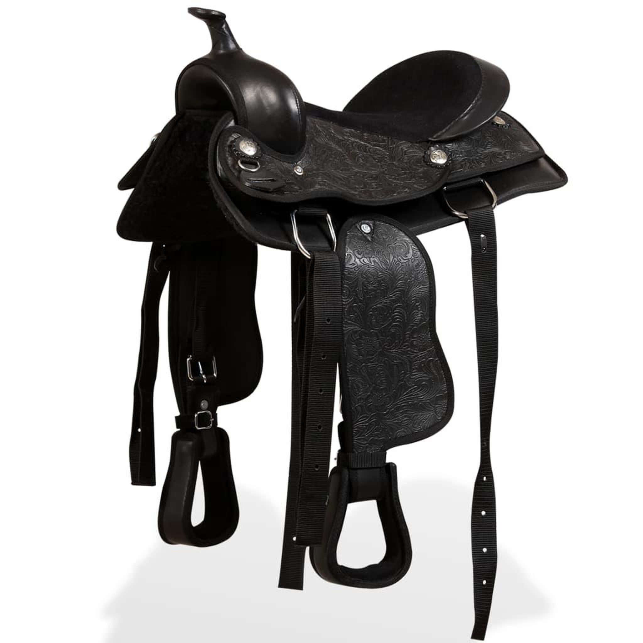 Voir la diapositive 3 : VIDAXL Selle, bridon et col de poitrine Cuir veritable 13 po Noir